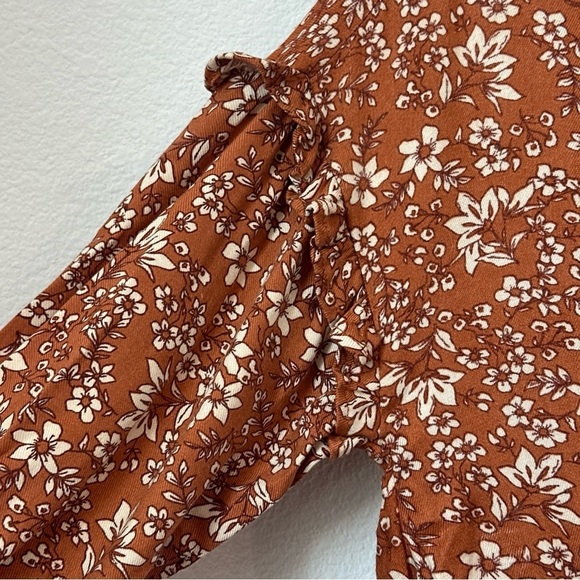 Jessica Simpson Floral White And Rust Girls' Dress With Ruffles Sz L (10) / NWT - Picture 7 of 12